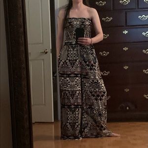 Strapless jumpsuit wide leg